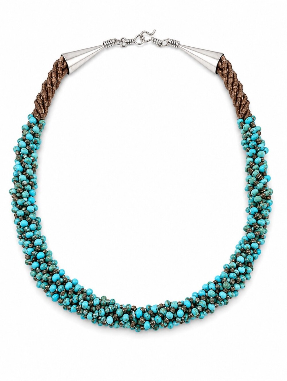 Navajo Genuine Turquoise Multi Strand Beaded Necklace 20” Artisan Handmade